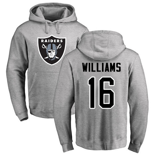 Men Oakland Raiders Ash Tyrell Williams Name and Number Logo NFL Football #16 Pullover Hoodie Sweatshirts->nfl t-shirts->Sports Accessory